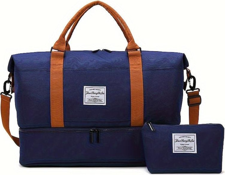 Only-Bags.Store 2tlg. Reisetaschenset mit Kulturbeutel, grosse Kapazität Crossbody Weekender Overnight Bag (55 l)
