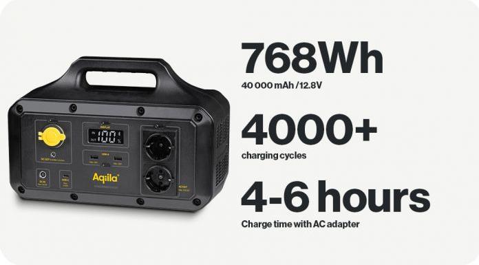 Produktbild Aqiila Powerbird S300 Powerstation LiFePO 4 Schwarz, Gelb (294 Wh, 8.40 kg)