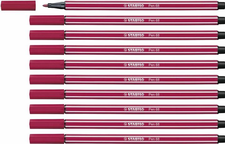 Label énergétique STABILO Stylo feutre premium - Pen 68 - pack de 10 - rouge foncé (Rouge foncé, 10 x)