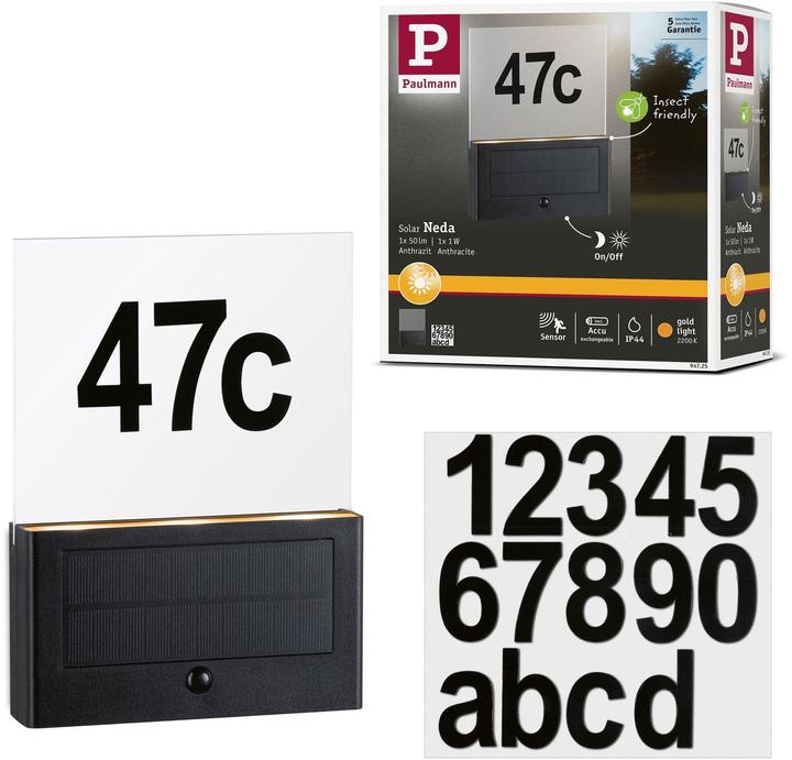 Image du produit Paulmann Numéros de maison solaires (18 lm, IP44)