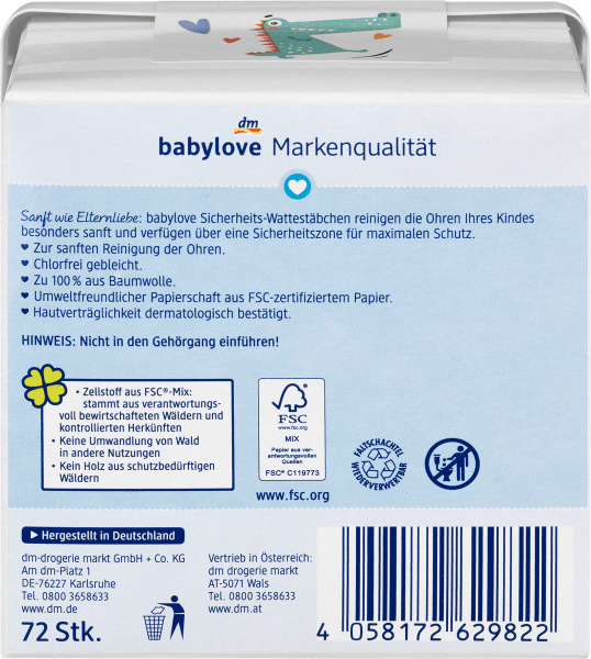 Produktbild dm babylove Sicherheits-Wattestäbchen