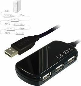 Produktbild Lindy USB 2.0 Aktiv-Verlaengerung Pro 8m inklusive 4 Port USB-Hub (USB-A, 4 Ports)