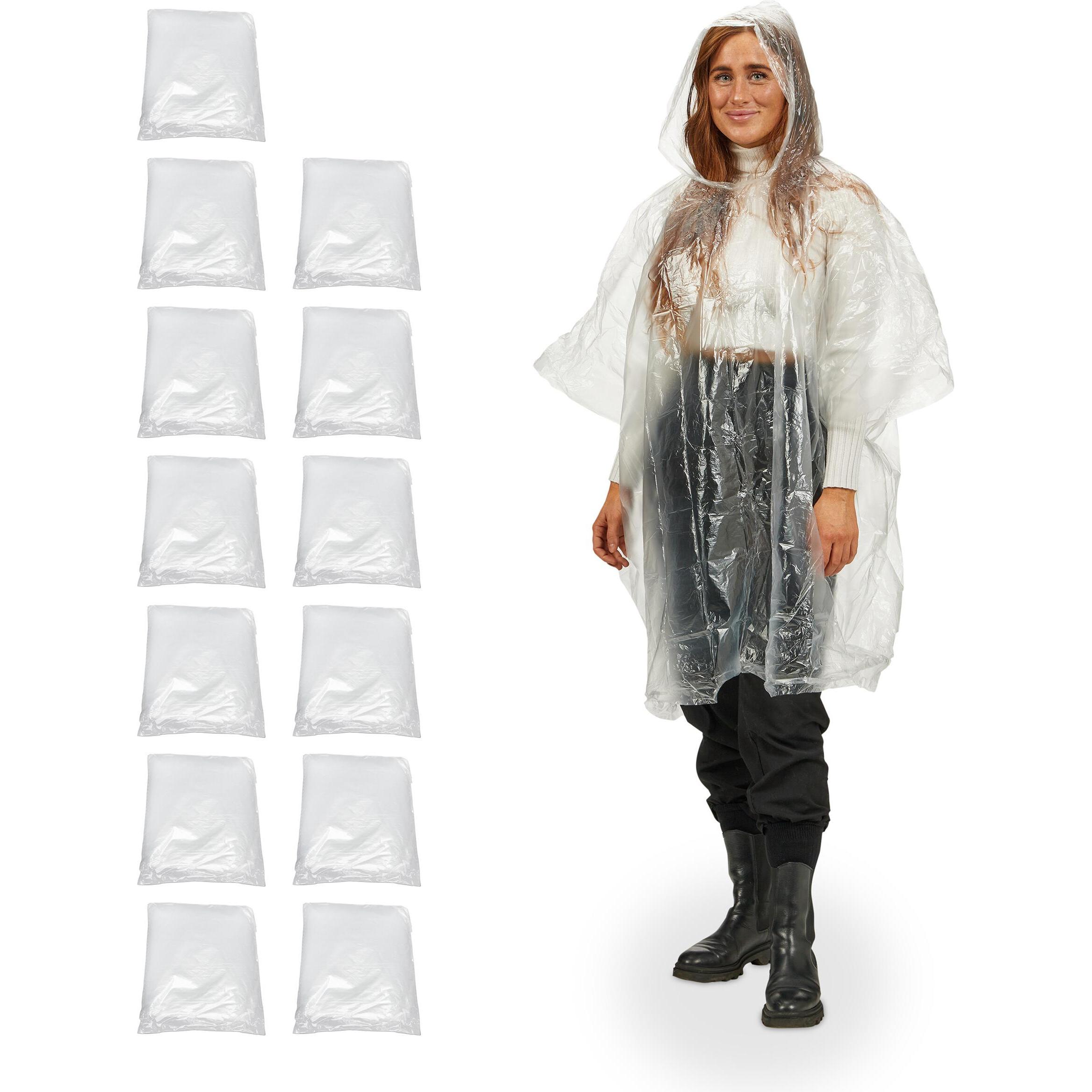 Relaxdays, Herren, Jacke, 13x Regenponcho (13), Transparent, 13