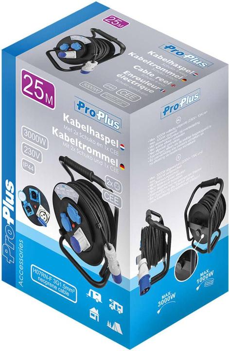 Produktbild ProPlus Kabeltrommel CEE (2x Schuko + 1xCEE) (25 m, 4.50 mm²)