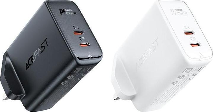 Produktbild Acefast GaN charger (UK plug) 2x USB Type C 50W, Power Delivery, PPS, Q3 3.0, AFC, FCP black (A32 UK (50 W)