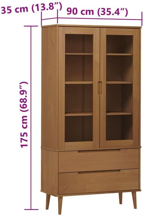 Produktbild vidaXL Vitrinenschrank (90 x 35 x 175 cm)