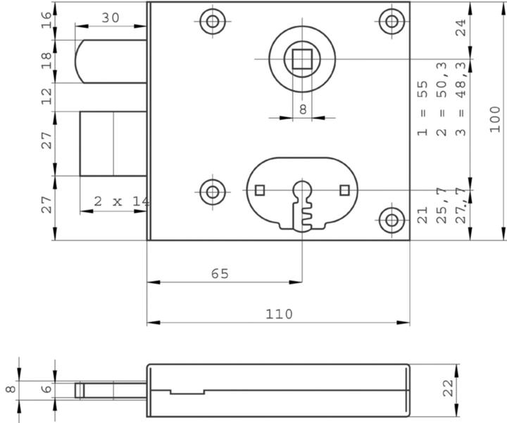 Produktbild Schänis Gartentorschloss (Einsteckschloss)