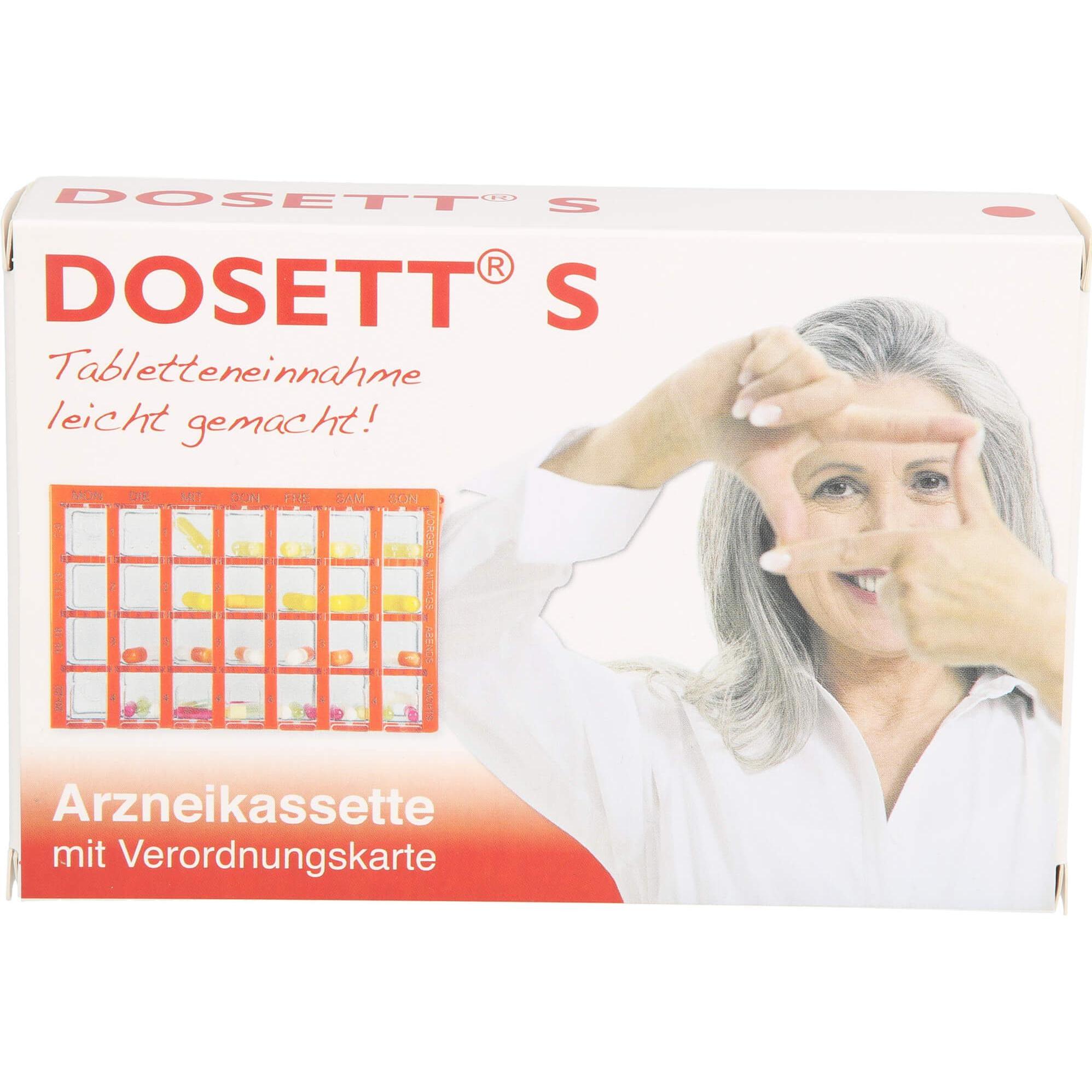 Dosett, Medikamentenbox, S Arzneikassette mit Verordnungskarte rot, 1 St. Dosette