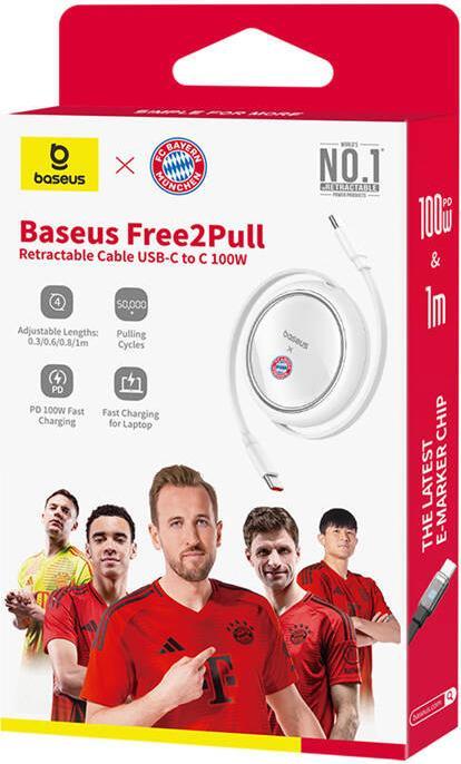 Actual product image Baseus USB-C to USB-C 100W Charging Cable (White) Bayern Edition (1 m, 100 W)