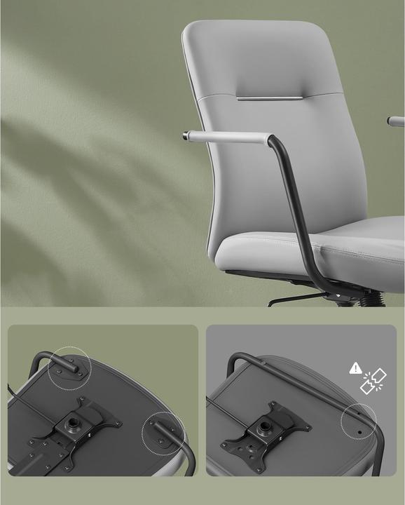 Image du produit Songmics Chaise de bureau avec dossier rembourré et accoudoirs, gris