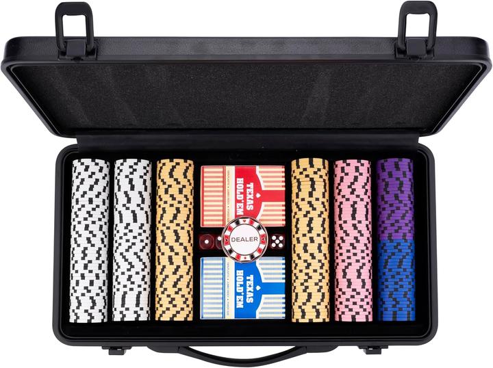 Productafbeelding Longfield Games Pokerset in zwarte koffer, 300 chips met waarde (14 gram) - Engelhart Games (320951)