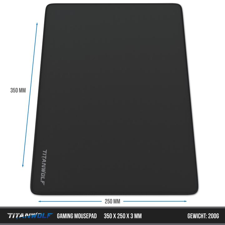 Produktbild Titanwolf Gaming Mauspad, 350 x 250mm Speed Mausmatte, 3mm Höhe, rutschfest, strapazierfähig (L)
