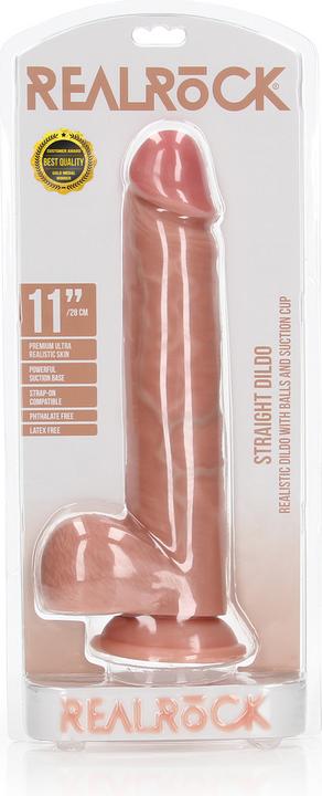 Actual product image RealRock Straight Realistic Dildo with Balls and Suction Cup - 11"/ 28 cm