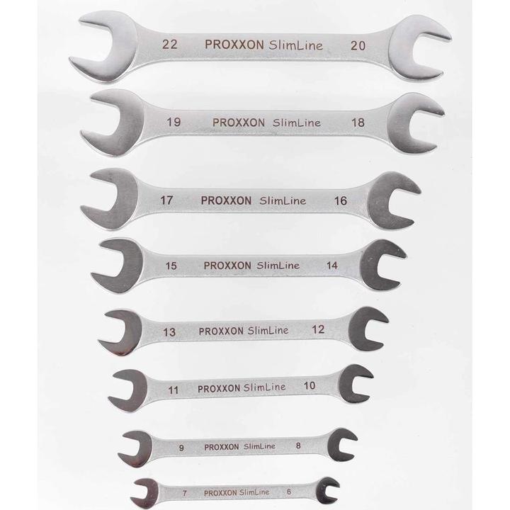 Produktbild Proxxon Doppel-Maulschlüssel-Satz 8tei (10  mm, 11 mm, 12 mm, 13 mm, 14 mm, 15 mm, 16 mm, 17 mm, 18 mm, 19 mm, 20 mm, 21 mm, 22 mm, 6 mm, 7 mm, 8 mm, 9 mm)