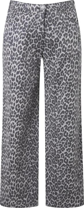 Image du produit Ulla Popken Jean Mary en sergé stretch, motif léopard, ourlet frangé (48)