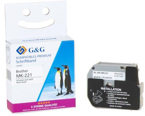 Produktbild G&G Schriftband Bandfarbe: Weiss Schriftfarbe: Schwarz 9 mm 8 m (0.90 cm, Schwarz, Weiss)