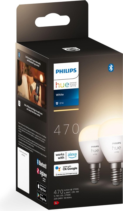 Actual product image Philips Hue White Luster (E14, 5.70 W, 470 lm, 2 x, G)