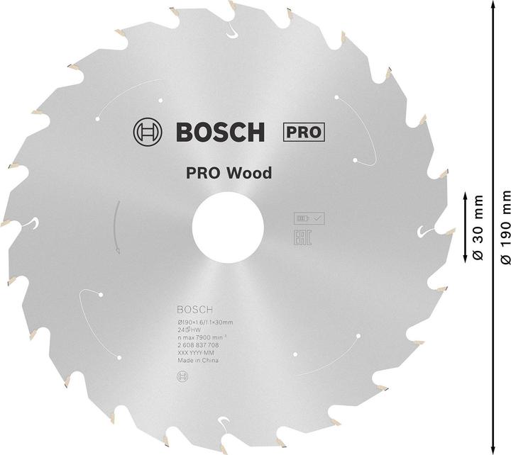 Image du produit Bosch Professional Zubehör Lame de scie circulaire PRO Wood cordless, 190 x 1,6 x 30 mm