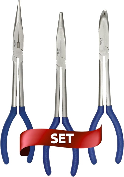 Produktbild SW-Stahl 40710L Spitzbackenzangensatz 3-teilig I Spitzzange Set I extra lange Spitzzange 310 mm I Za (310 mm)