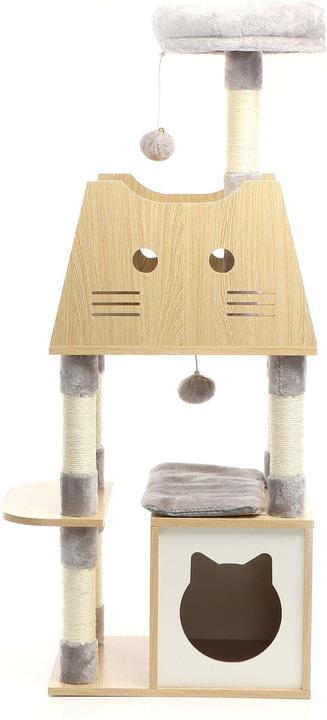 Actual product image Fudajo Scratching post (126 cm, Light wood and grey plush)