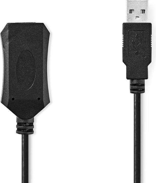 Actual product image Nedis Active USB cable | USB 2.0 | USB-A male | USB-A female | 480 Mbps | 5.00 m | Round | Vernick (5 m, USB 2.0)
