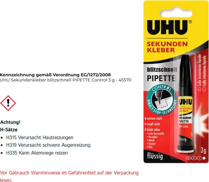 Actual product image UHU Superglue pipette (3 g)