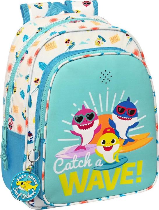 Productafbeelding Pinkfong Schoolrugzak Baby Haai Surf Blauw Wit 27 x 33 x 10 cm