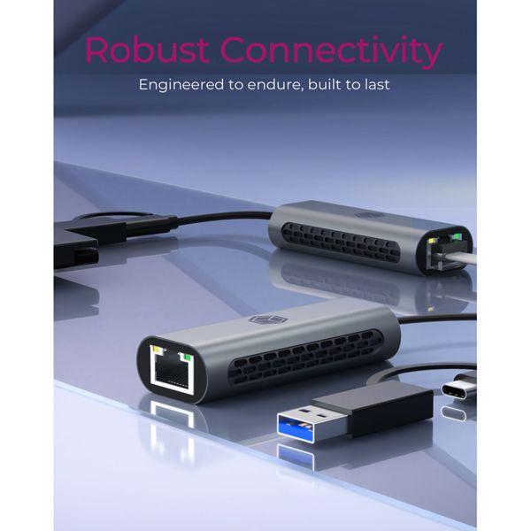 Actual product image Icy Box 2.5 Gigabit Ethernet LAN adapter, IB-LAN301-C3 (USB-C, USB, RJ45 2.5 Gigabit Ethernet (1x))