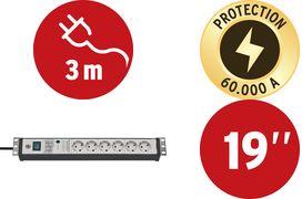 Produktbild Brennenstuhl 48,30cm (19"") Steckdosenleiste Premium-Line, 6-fach (6 x, CEE 7/3, 3 m)