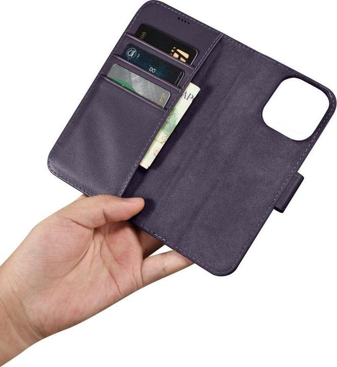 Produktbild iCarer Wallet Case 2in1 Cover iPhone 14 Pro Max Anti-RFID Leather Flip Case Dark Purple (WMI14220728 (Apple iPhone 14 Pro Max)