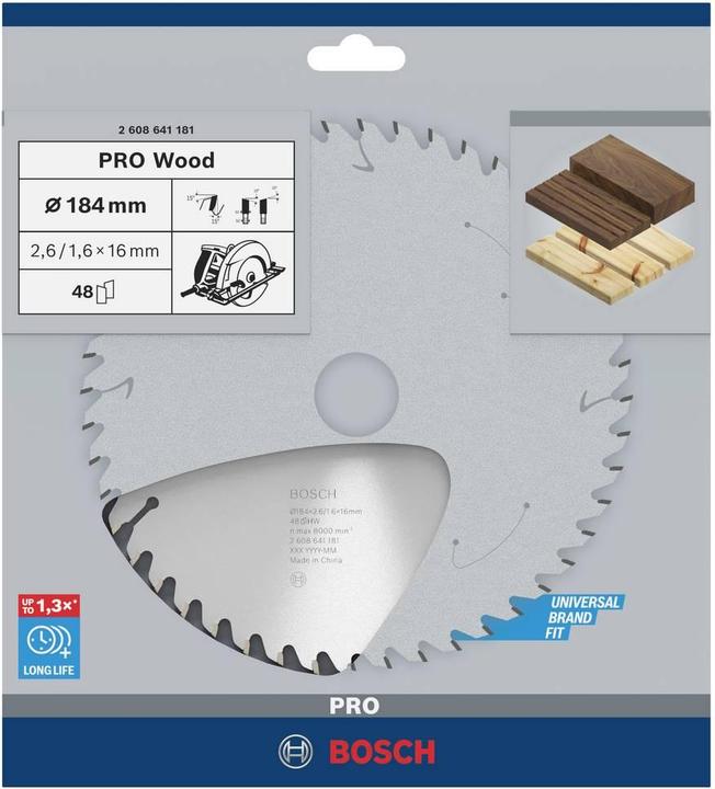 Image du produit Bosch Professional Zubehör Lame de scie circulaire PRO Wood, 184 x 2.6 x 16 mm