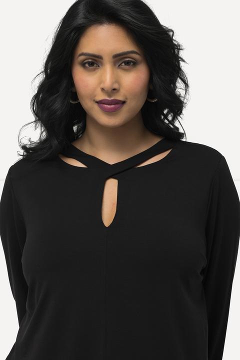 Immagine prodotto Ulla Popken T-shirt con apertura, lyocell, scollo particolare e maniche a 3/4 (46, 48)