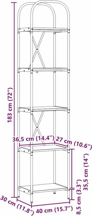 Produktbild vidaXL Bücherregal (30 x 40 x 183 cm)
