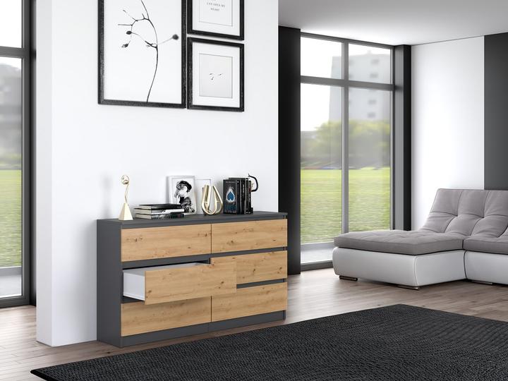 Actual product image Topeshop M6 140 ANT/ART KPL chest of drawers (138 x 40 x 77 cm)