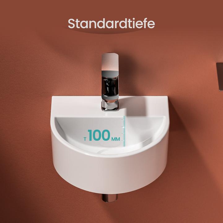 Produktbild Emke Badezimmerwaschbecken 303 x 255 x 120 mm, U-förmig, Wandmontage, Glänzend Weiss (255 mm, 303 mm)