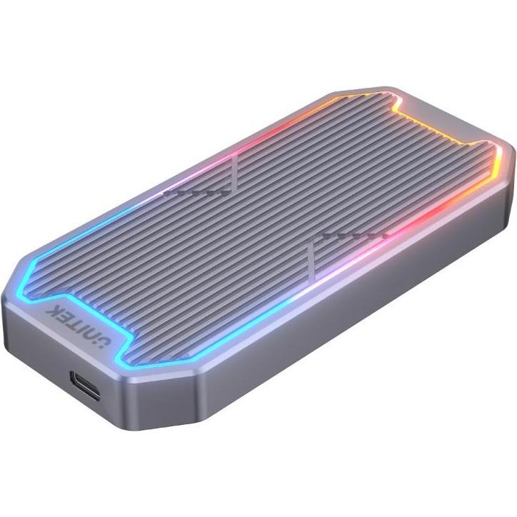 Unitek Obudowa Dysku USB-C M.2 SSD Nvme/Sata 10gbps RGB (M.2), Case per hard disk, Grigio