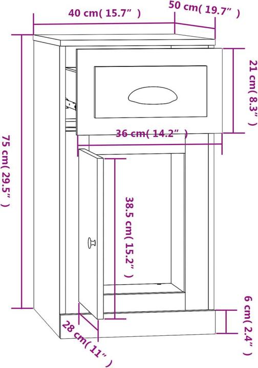 Image du produit vidaXL Beistellschrank (40 x 40 x 75 cm)