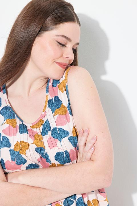 Immagine prodotto Ulla Popken Camicia da notte dal taglio smanicato in cotone biologico con ginkgo e scollo a girocollo (42, 44)