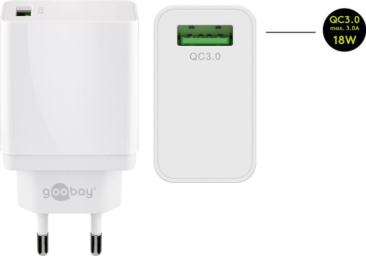 Actual product image Goobay USB quick charger QC3.0 18W, white (18 W)