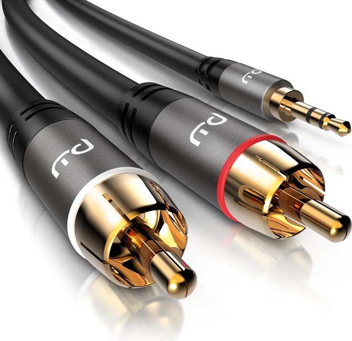 Produktbild Primewire Cinchkabel - Cinch zu 3,5mm Klinke Audio Kabel, RCA, AUX, Stereo HiFi Adapter mehrfach geschirmt (10 m, 3.5mm Klinke (AUX), Cinch)