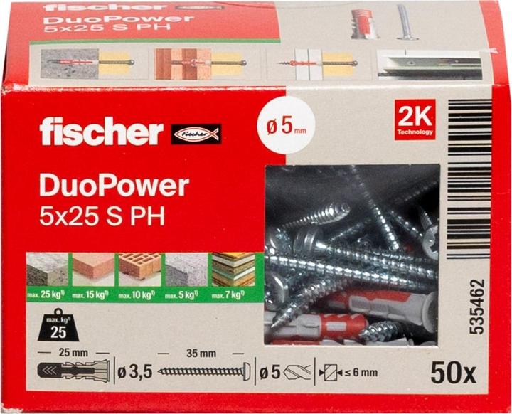 Actual product image Fischer DuoPower 5x25 S PH (50 pcs.)
