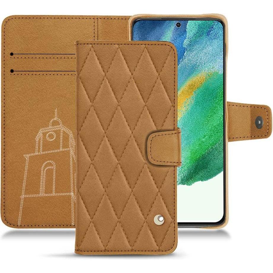 Noreve Lederschutzhülle Wallet (Samsung Galaxy S21 FE), Smartphone Hülle, Braun