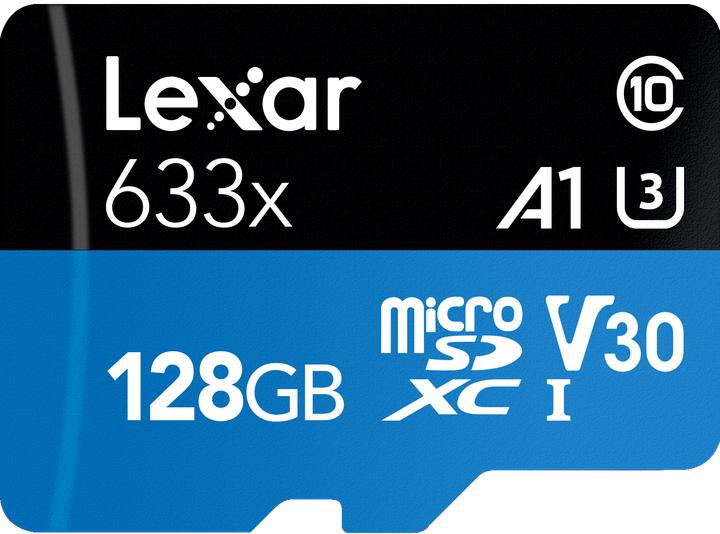 Image du produit Lexar Haute performance 633x microSDHC/microSDXC UHS-I U3 (128 Go, microSDXC, U3, UHS-I)