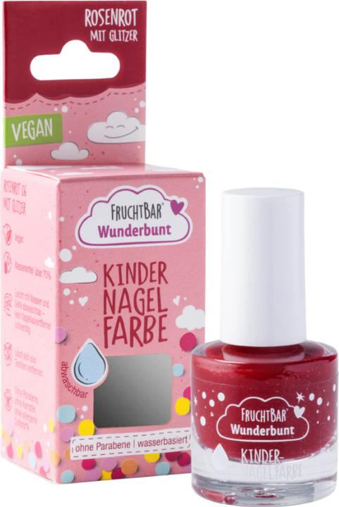 Produktbild Fruchtbar Wunderbunt Kinder Nagelfarbe Rosenrot mit Glitzer vegan