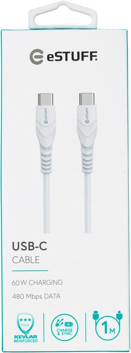 Produktbild eSTUFF USB-C - C Cable 1,0m White (1 m, USB 2.0)