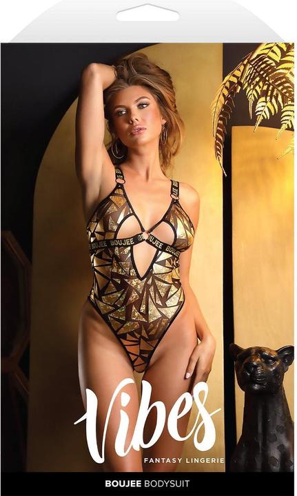 Actual product image Fantasy Lingerie boujee cut-out mesh bodysuit with snap closure, m/l (L, M)