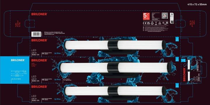 Image du produit Briloner Bad LED lampe de miroir, noir, 1xLED/7W