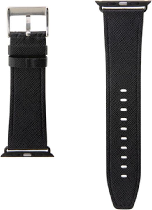 Actual product image Karl Lagerfeld Pasek KLAWMSAKLHPK Apple Watch 38/40/41mm czarny/black strap Saffiano Monogram (38 mm, 40 mm, 41 mm, Faux leather, Steel)