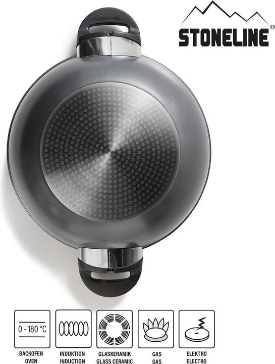 Produktbild Stoneline 32cm, mit Deckel, Aluguss, Backofen & Induktion geeignet (Wok Pfanne, Aluminiumguss)