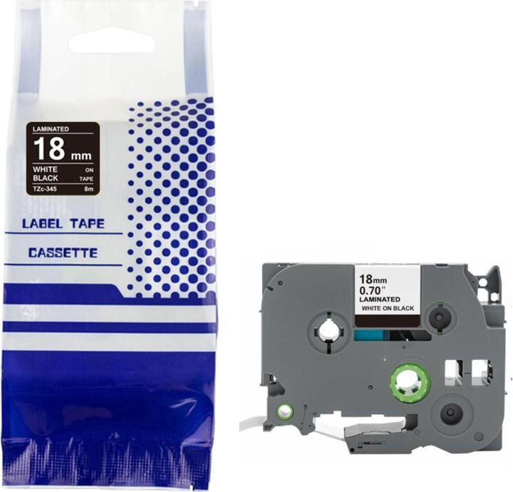 Hermex Alternatives Etikettenband zu Brother TZe-345 Beschriftungsband (1.80 cm, Schwarz)